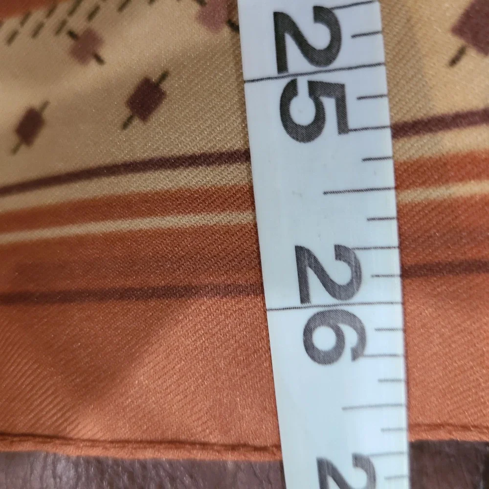 Vintage Style Terracotta Orange Geometric Foulard Square Silk Feel Scarf 26x26